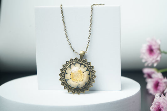 Yellow Daisy With Antique Star pendent