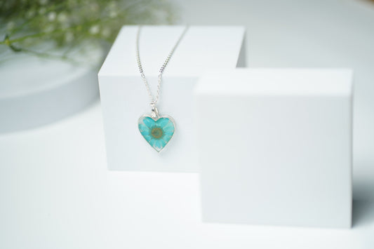 Heart of Silver with Blue Daisy Charm