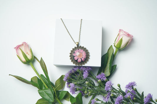 Purple  Daisy With Antique Star pendent