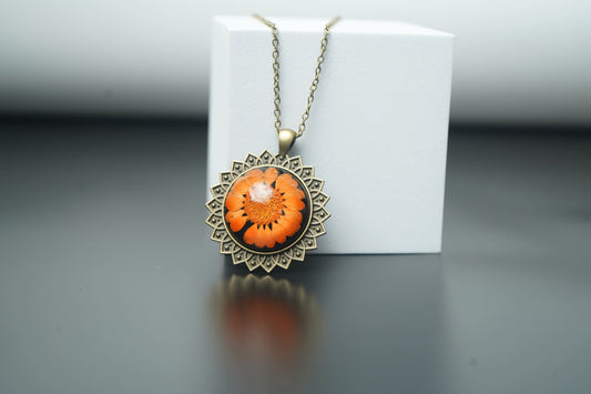 Orange Daisy With Antique Star pendent