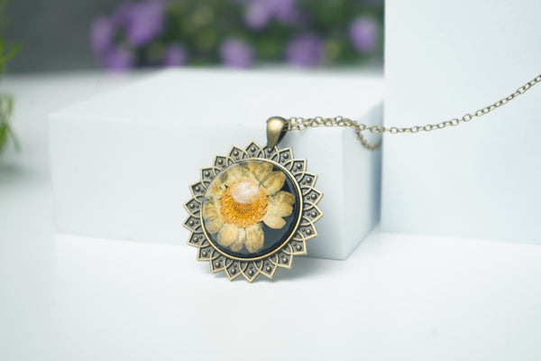 Yellow Daisy With Antique Star pendent