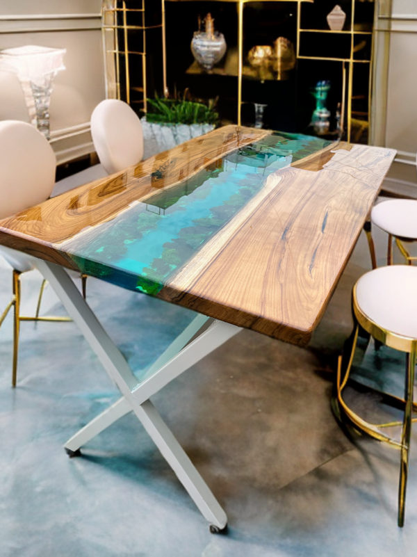 Ocean Design Epoxy Resin Dinning Table – A Coastal Masterpiece