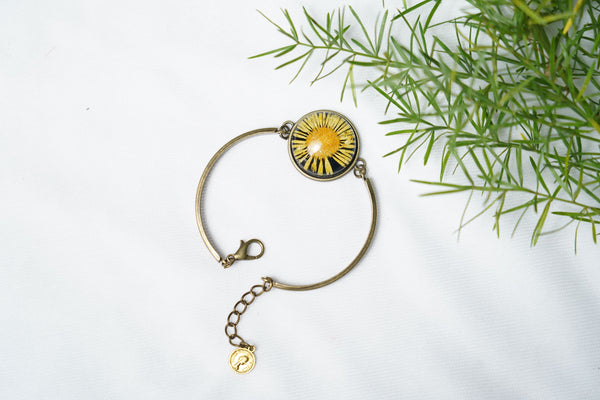 Yellow Daisy with black shade  flower Braclet