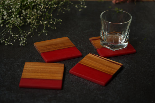 Red Wood Resin coaster