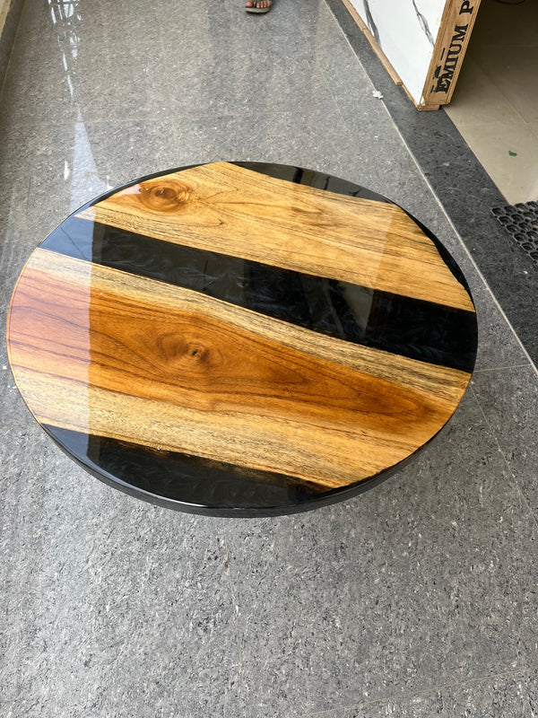 Black and Teak Wood Table