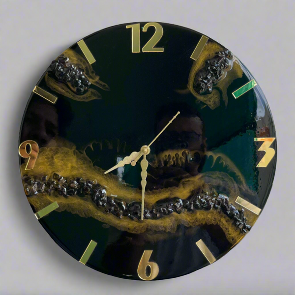 Black golden Geode clock