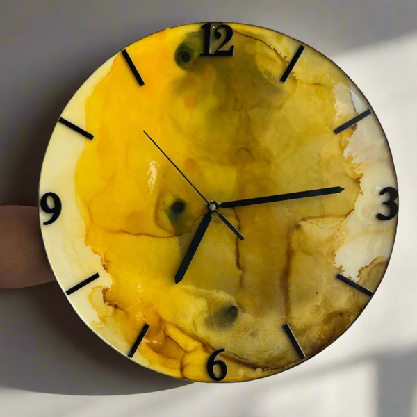 Yellow abstract resin  clock