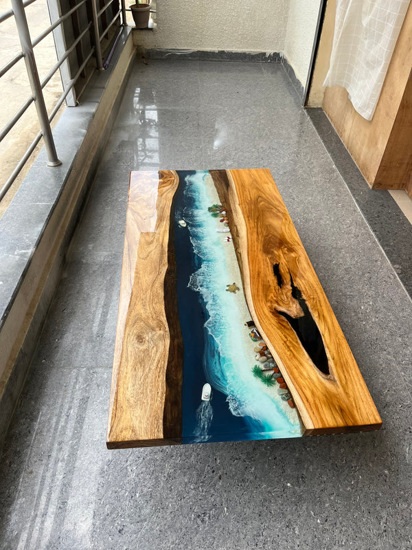 Ocean Design Epoxy Resin Dinning Table – A Coastal Masterpiece