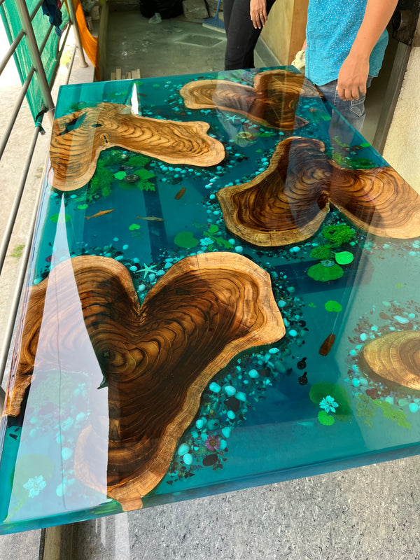 Ocean Design Epoxy Resin Dinning Table – A Coastal Masterpiece