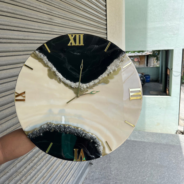 White black Geode clock